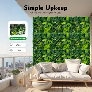 6Pcs 3D Artificial Greenery Wall Panels - Mixed Faux Plants Indoor & Outdoor Decor - UV-Resistant Maintenance-Free Backdrop