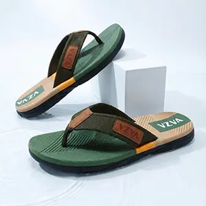 VZVA Men's Rope Strap Flip Flops - Ultra-Light, Comfy Flat Sandals with Eco-Friendly Anti-Slip Sole for Beach Days, Summer Vacation - Casual Walking Footwear