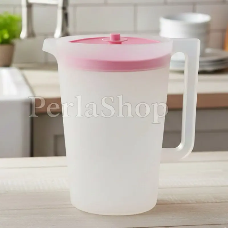 1 Gal Clear Water Jug with Push Button, Classic Pink Seal