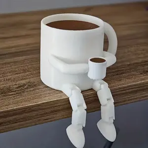 3D Printed Adjustable Joint Coffee Cup Figurine, Cute Coffee Bean Model, Home Decor, Desk Ornament, Halloween Christmas Gift, Cute Collectible Figurines