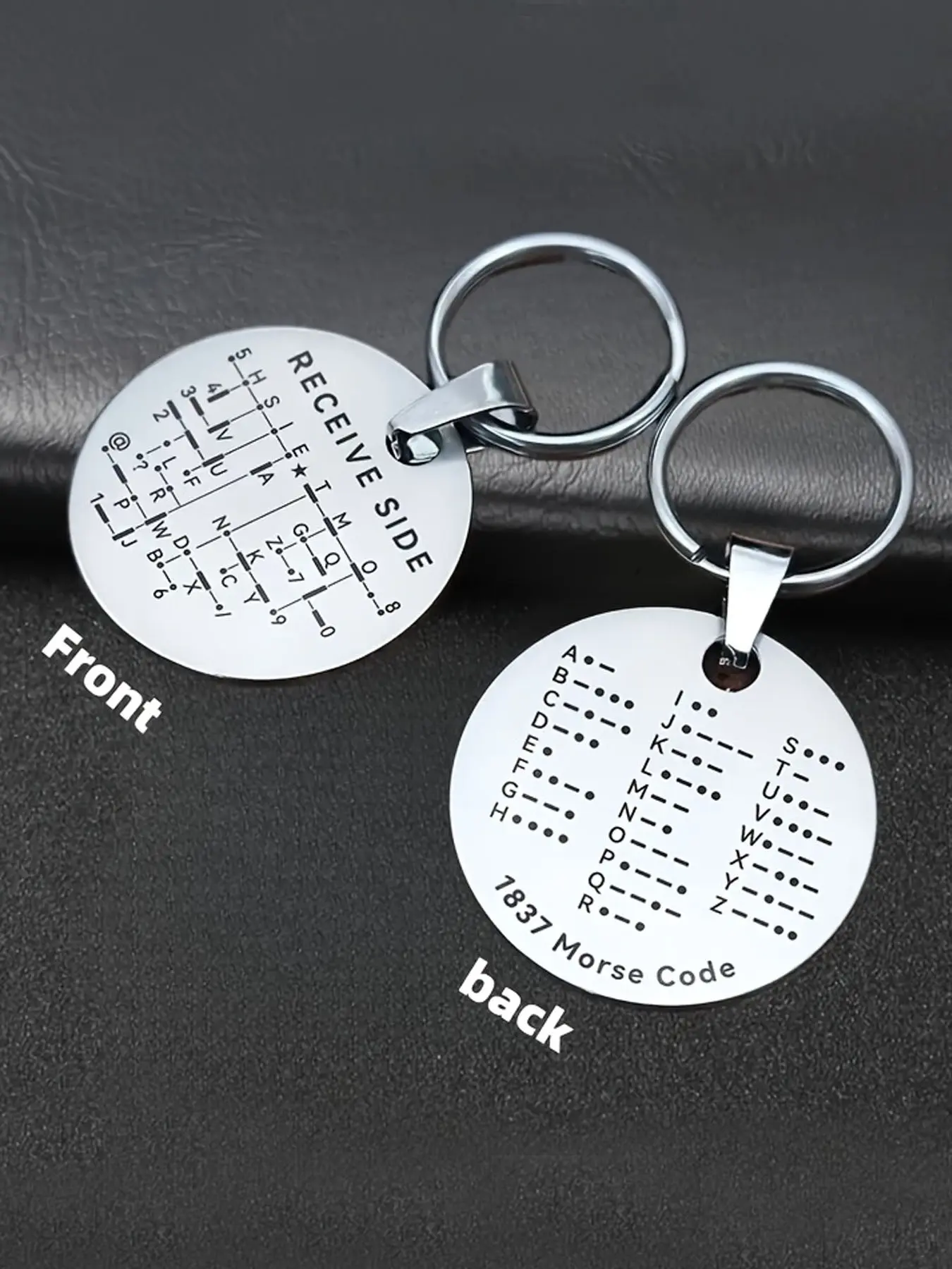 Double-Sided Stainless Steel Morse Code Keychain - Educational Tag with Letters & Numbers, Ideal for Radio Enthusiasts & Novice Radio Operators, Perfect Gift for Amateur Radio Lovers, Amateur Radio Accessory|Sleek Morse Code Design|Durable Keychain