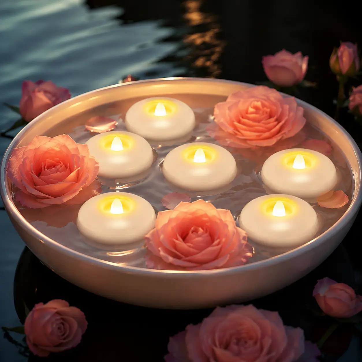 24-Pack 3” Waterproof Flameless LED Floating Candles, Touch Control White Decorative Candles, 200-Hour Battery-Operated Energy Saver Mood Lighting (Batteries Included) for Wedding Centerpieces, Pool Decor