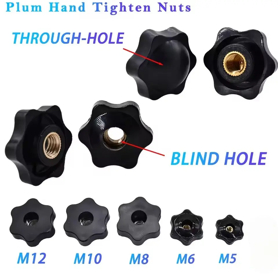 Star Head Thumb Screw Knob, High-Quality Brass Core & Plastic Handle, Ergonomic Anti-Slip Design for M5-M12 Bolts, Durable Tool Accessory