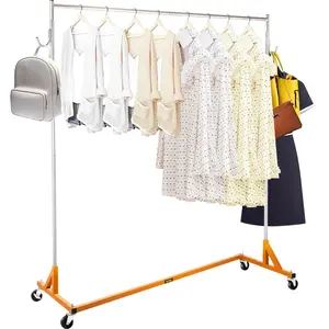VEVOR Z Rack, TikTokShopBlackFriday, Industrial Grade Z Base Garment Rack, Height Adjustable Rolling Z Garment Rack, Sturdy Steel Z Base Clothing Rack with Lockable Casters for Home Garment Store Display Commercial Use Oran