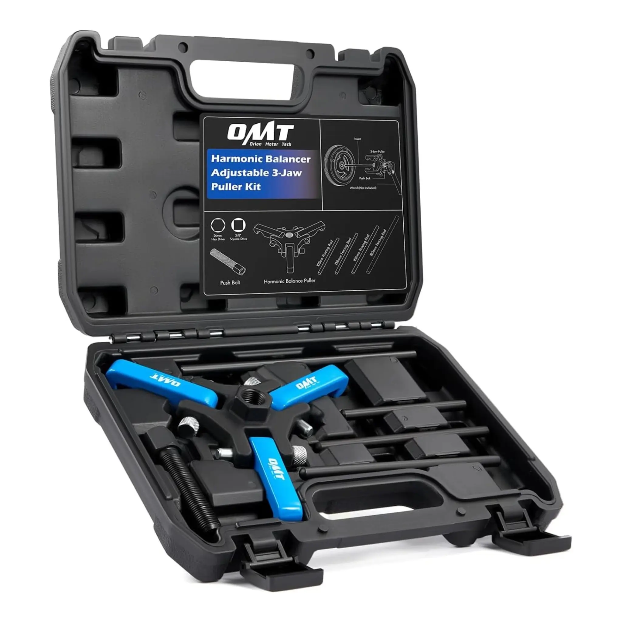 Orion Motor Tech Harmonic Balancer Puller Kit, Adjustable 3-Jaw Multifunctional Precision Puller Remover for Harmonic Dampers, Automotive Maintenance & Car Automotive Tools for Chevy GM Chrysler Cadillac Ford Cars Trucks Tools