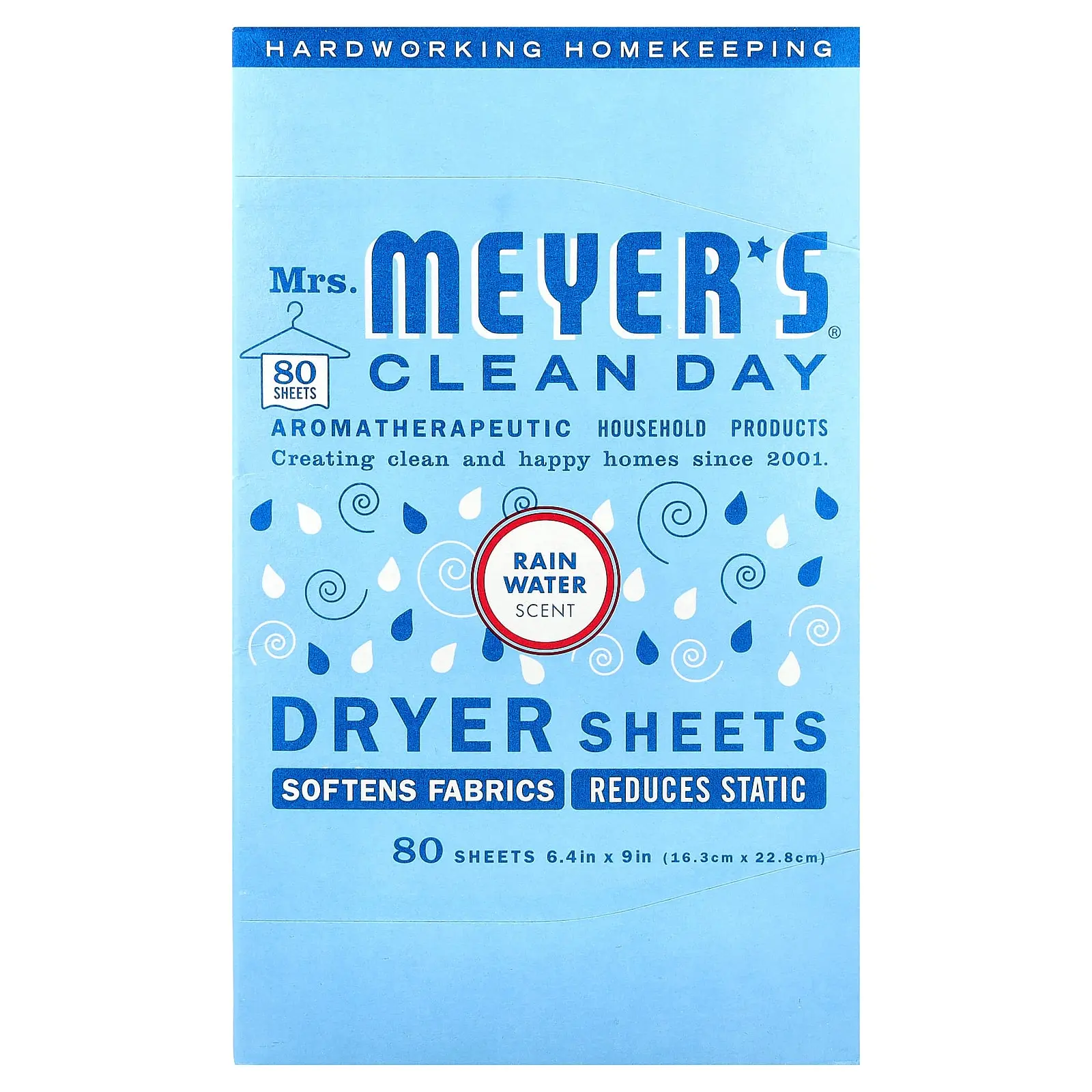 Mrs. Meyers Clean Day Dryer Sheets, Rain Water , 80 Sheets