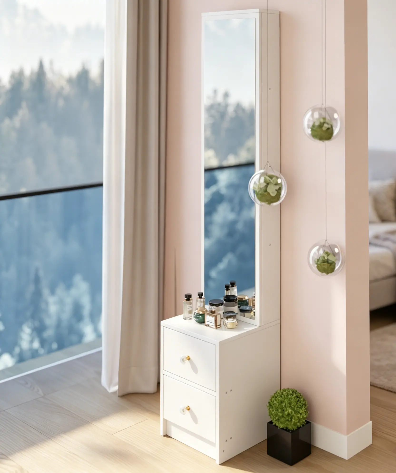 48" Full Body Mirror Cabinet - Minimalist Stylish Indoor Furniture Cupboard, Multi-Layer High-Capacity Storage for Vanity, Makeup, Jewelry Organization, EPA GCC UL Certified, Assembly Required, Vanity Organization, Makeup Organization