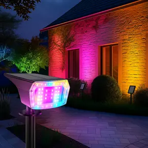 FABSTYL RGB Solar Spot Pathway LED Lights with Remote Control 12 Color Modes Waterproof IP67 for Yard Pool Garden Tree Halloween Christmas Decorations
