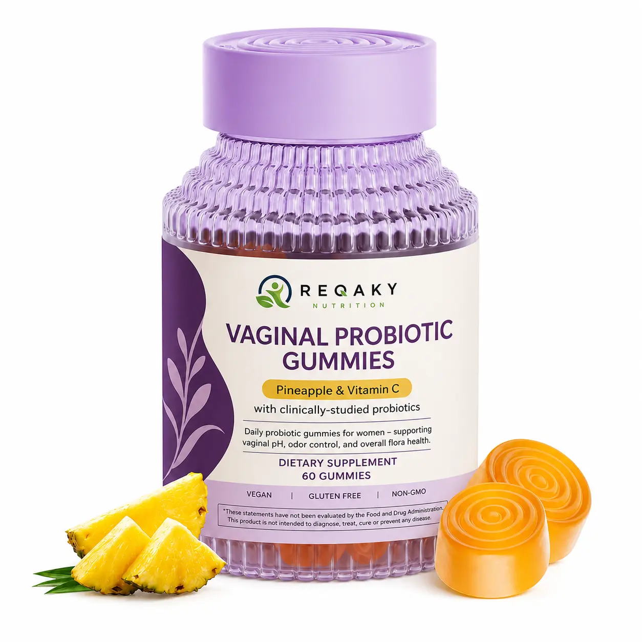 Women's Probiotics—Daily supplement with pineapple extract supporting microbiome, flora, and pH balance—Non-GMO, 60 capsules
