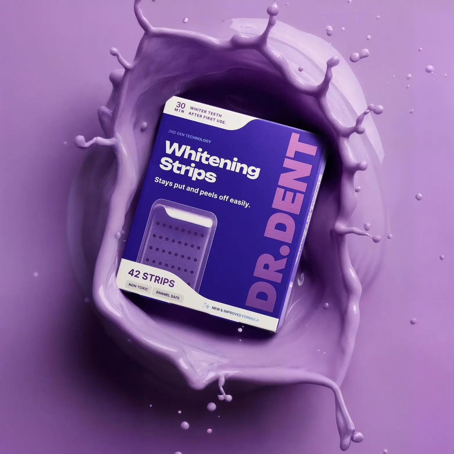 DRDENT Purple Teeth Whitening Strips - 7/21 Whitening Sessions - Non Sensitive Teeth Whitening - Peroxide-Free