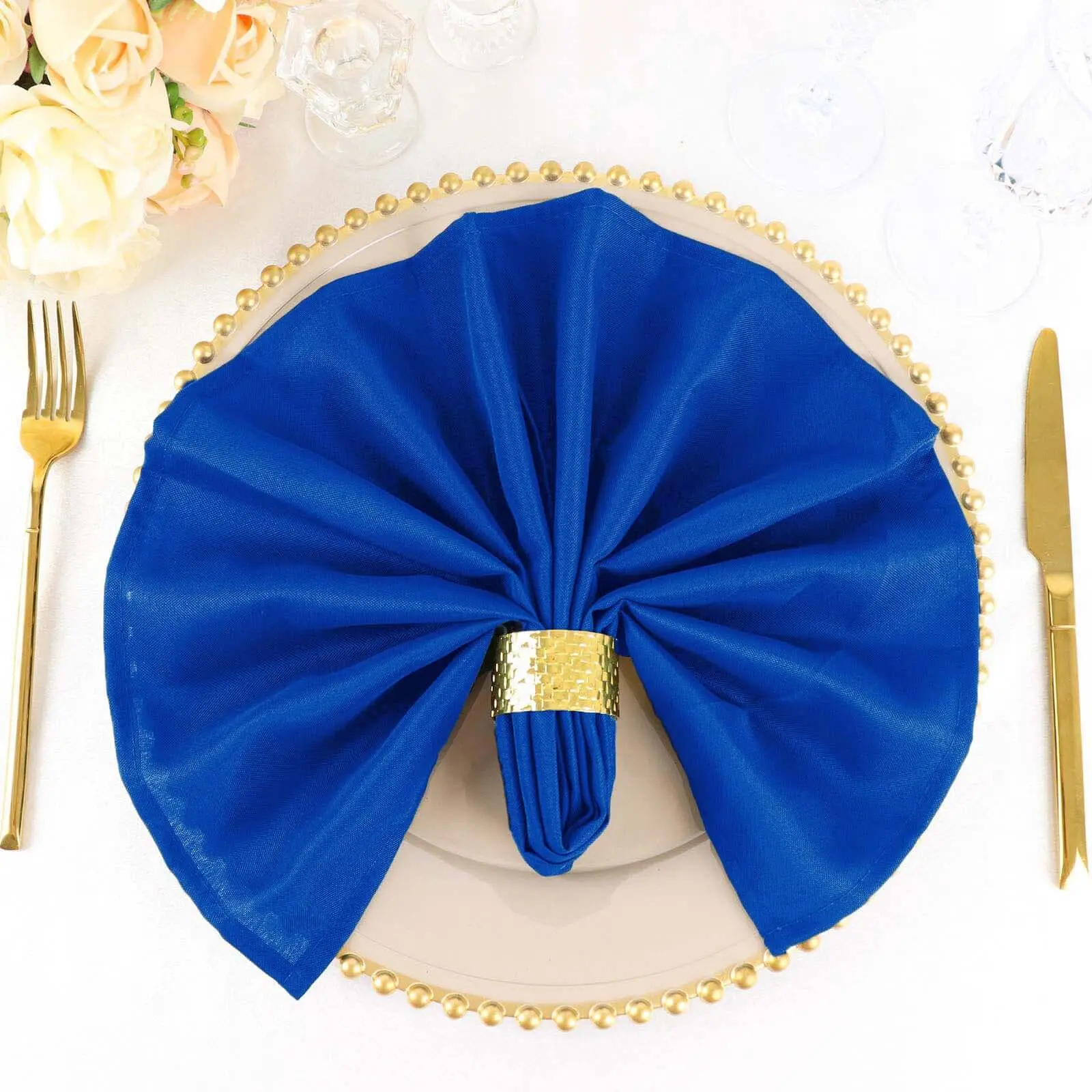 Premium Polyester Tableware Table Napkins (5-Pack, 20"x20", Royal Blue) - Wrinkle Resistant, Easy Care Cloth Napkins for Banquet, Event