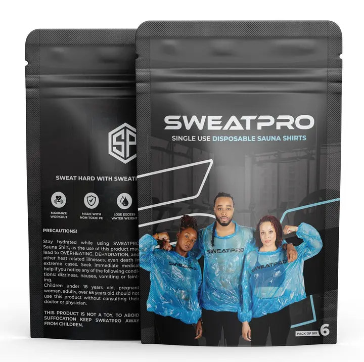 SweatPro 6pack Single use Disposable Sauna Shirt. Blue 3XL. eco-friendly and Recyclable