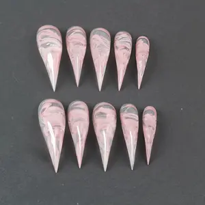 Silksky Dragon Claw Press On Nails | Multi Styles Extra Long Stiletto | S M L Sizes | 10pcs Handmade Acrylic | Rhinestone Marble Glow Crystal | Prom Party Y2K | Reusable Fake Nails with Glue Kit