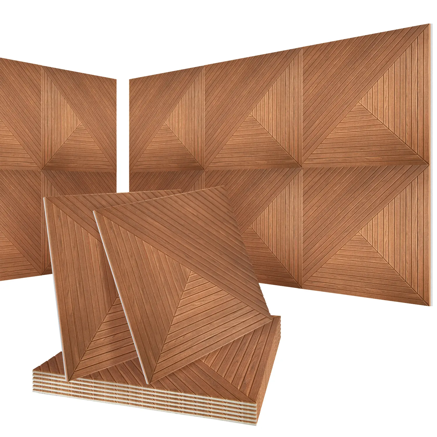 Acoustical Wall Panels, 6-Piece 23.62 X 23.62 Inches Art Acoustic Panels, Decorative Acoustic Panels, Peel and Stick,  Sound Absorbing Wall, Art Decorative Wood Print Treatment for Recording Studio & Home Office