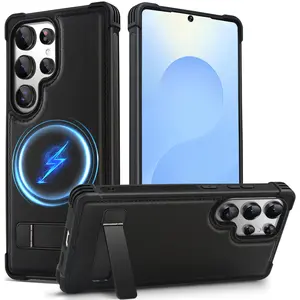 KEZiHOME for Samsung Galaxy S25 Ultra Case with Kickstand, Stronger Magnetic S25 Ultra Phone Cover, Genuine Leather Shockproof Protective [Compatible with Magsafe] for Samsung S25 Ultra Case