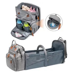 Kabaqoo Upgraded Diaper Bag Backpack with Multifunctional Diaper Changing Station , Large Capacity Travel for Mom Dad with Insulated Pocket & Strap