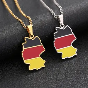 German map pendants necklace Unisex ethnic necklace Couple jewelry Titanium steel necklace Vintage jewelry Creative Map necklace