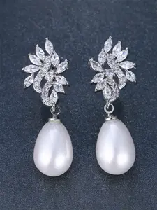 Faux Pearl & Cubic Zirconia Decorated Dangle Earrings, Elegant Jewelry for Party, Daily Clothing Decor, Trendy All-match & Exquisite Jewelry for Birthday Gift