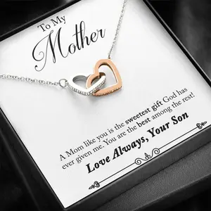 Necklace Interlocking Hearts Necklace For Mom My Sweetest Girl In The World Necklace with Message Inside