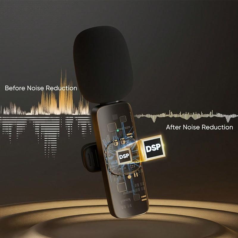 Wireless Microphone for iPhone/Smartphone,  Microphones with Clearer Audio for Video Recording, Interview, Vlog，Noise Reduction Device Noise Cancellation Stereo Wireless vlogging tools handheld mic microfono minimic