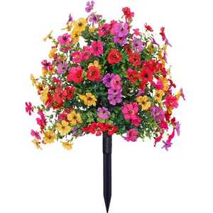 22 Inch Artificial Flower Stake Outdoor Decor | Multi-Color Garden Stakes for Yard & Lawn, UV Protected Heavy Duty Plastic, All Season Fade-Resistant Decoration (Mixed Color)