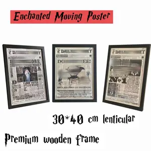 3D Lenticular "Magical Newspaper" Wall Art Print 30x40cm Poster Decor Holiday Gift Wooden Frame Decoration Artistic Birthday Gift for Boys Girls