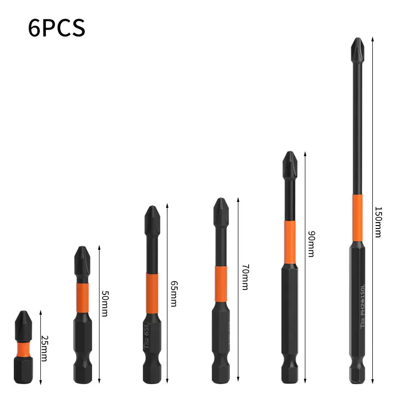 PH2 Single-Ended Magnetic Grip Crosshead Screwdriver Bit, Phosphated Black Coating, Impact-Resistant, Strong Magnetism, Crosshead Design, Versatile and Reliable for DIY Enthusiasts & Demanding Tasks