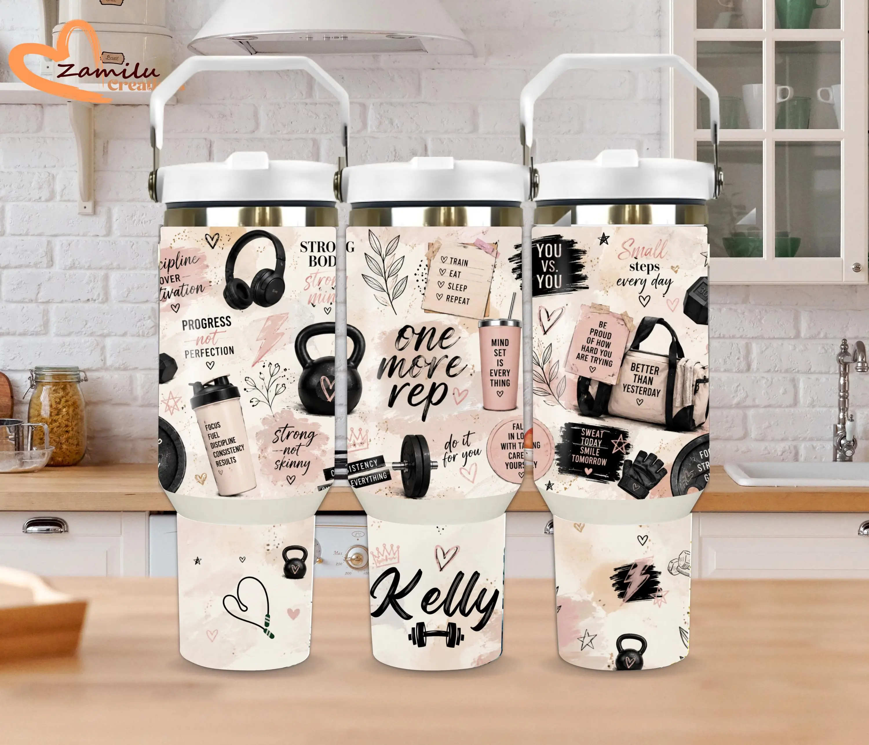 Motivational Gym Tumbler with Straw Lid | Personalized Fitness Water Bottle | Workout Quotes Cup | Gym Lover Gift | Custom Name Tumbler 30 oz