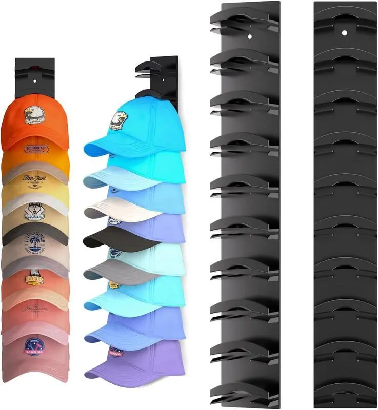 2-Pack Summervibes Baseball Cap Organizer, Hanging Wall Hat Rack with Strong Adhesive (Holds Up to 20 Hats), Adjustable House Organizers with 2 Mounting Options for Door Closet Shelves,dorm essentials,home decor