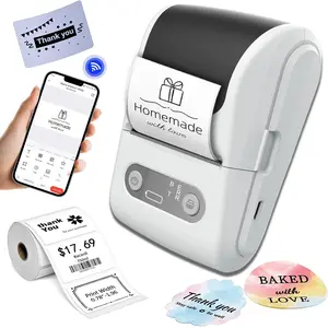 Portable Wireless Thermal Label Printer with 1 Roll Label Paper, Compatible with iOS/android, Print Receipts, Inventory, Qr Codes, Thermal Label Maker