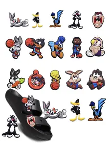 15-Piece Rabbit Basketball PVC Cartoon Characters DIY Shoe Charms, Fun Accessory, Shoe Decoration, Decorative Shoes Classic Sandals, Family Children Christmas Party Birthday Gift
