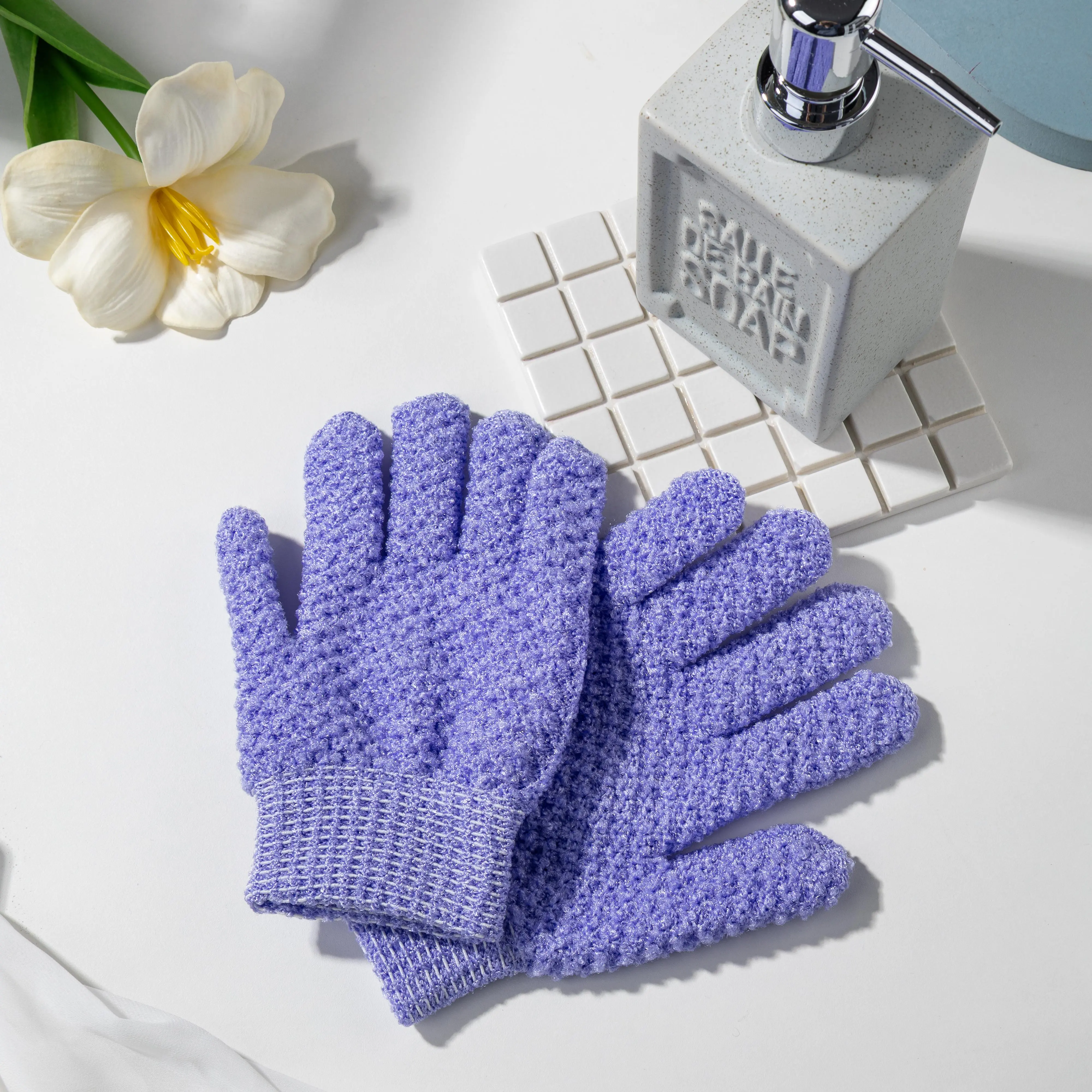 Heavy Exfoliating Glove - Spa Grade Shower Gloves for Pore Cleansing Dead Skin Removal & Helps Circulation | Non-Slip & Quick Dry | Body Care Tools