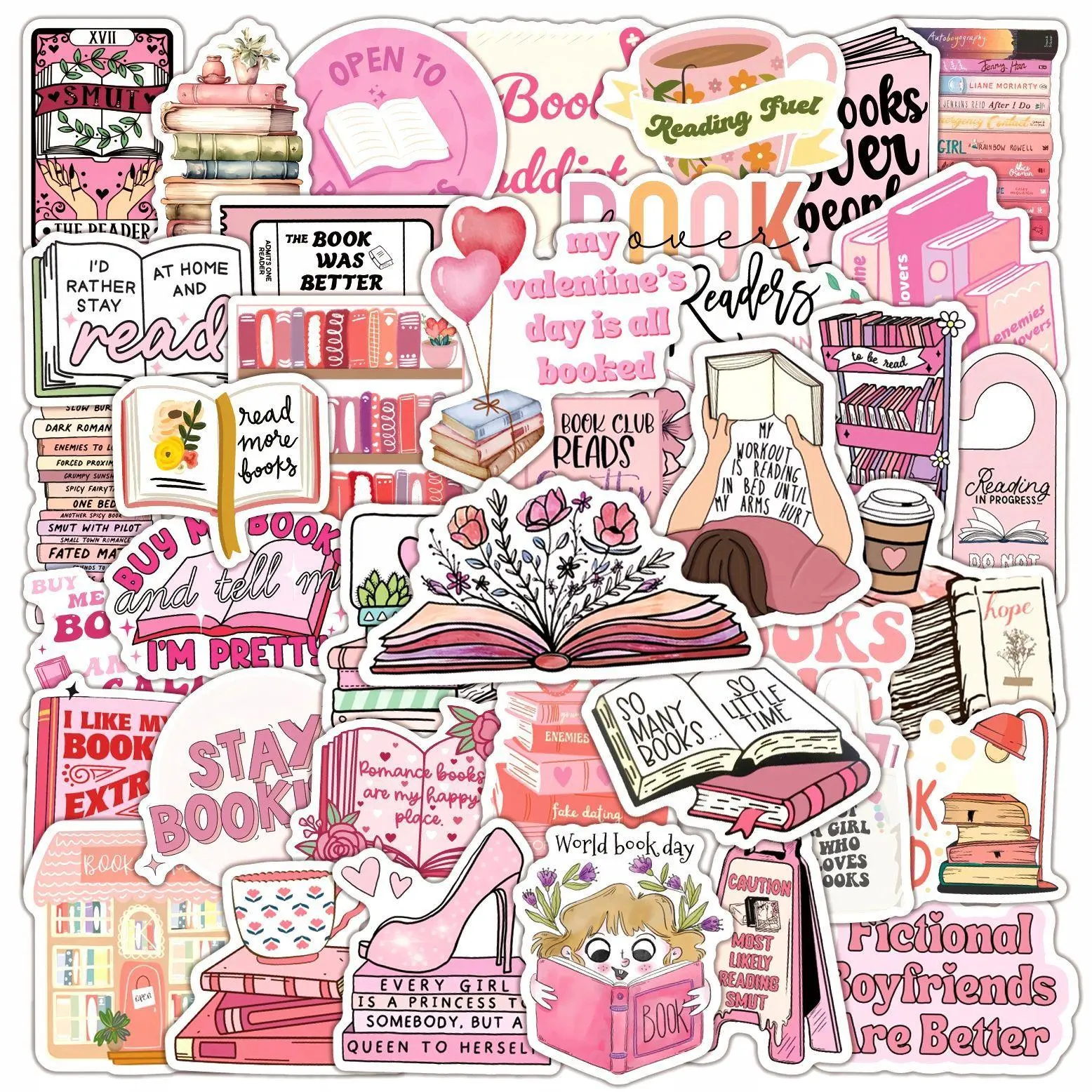 Bookish Sticker, 100pcs/set Cute Book Sticker, Book Reading Sticker, Aesthetic Kindle Sticker, Book Lover Gift, Cute Stickers, Sticker Packs, Decal Sticker, Office Stationery & Supplies