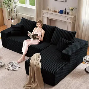 105'' Corduroy Modular Sectional Sofa, L-Shape Modular Sectional Sofa  Chaise, Cloud Corduroy, Boneless Couches Comfortable for Living Room，No Assembly Required