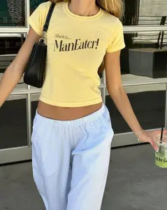 Man Eater Baby Tee – Vintage Y2K Graphic Tee, Coquette Style Retro Shirt, Trendy Pinterest Aesthetic for Women