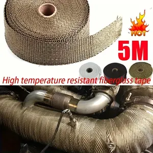 High Temperature Resistant 196.85 Inch Fiberglass Tape for Exhaust Wrapping - - Suitable for Automotive and Motorcycle Applications - Metal Surfaces, Pipes, Durable Fiberglass Insulation Tape, Halloween/Christmas Gift