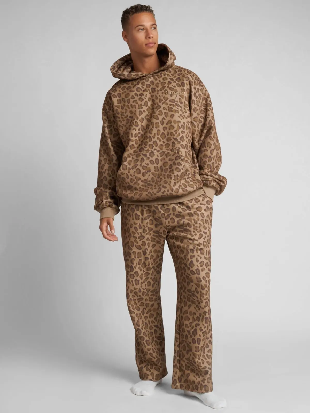 Comfort Leopard Jooger Pant | Minimalist Straight Leg Sweatpants  | Heavyweight Fleece Sweats For Petite Frames