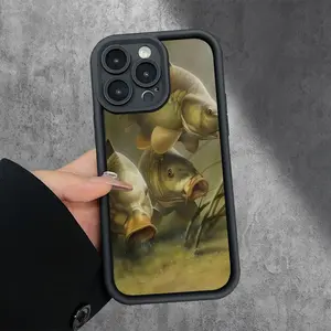 Realistic Carp Underwater Scene Fisherman Natural Realistic-Themed Phone Case, Casing, Protective Phone Case, Suitable for iPhone 17/16/15/14/13/12/11/X Series, Shockproof, Lightweight, TPU Material