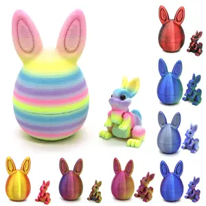 8-Piece Set 3D Printed Easter Eggs & Hinged Bunny Rabbit Figurines, Creative Home Decor, Desktop Ornament, Perfect Gift for Valentine's Day