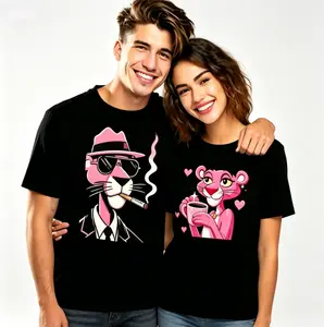 Pink Panther Couple Matching T-Shirt – Cute & Playful Love Vibes| Soft 100% Cotton Graphic Tee| TikTok Viral Matching Outfit| Cozy Breathable Casual Streetwear| Gift for Couples