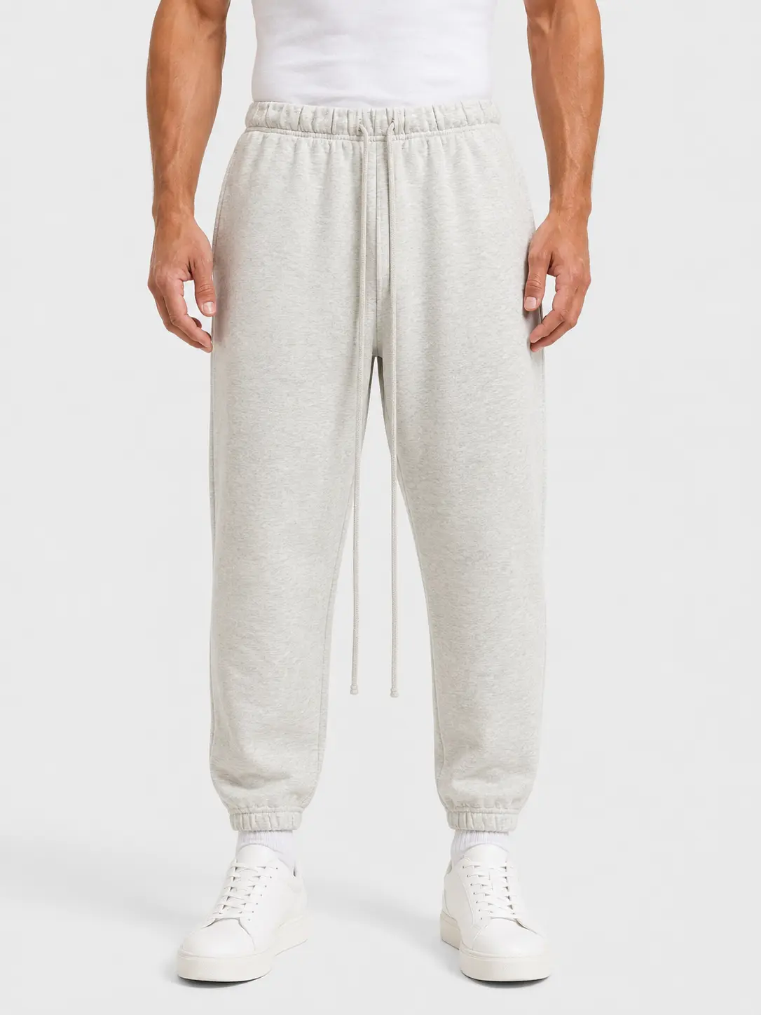 Men's Fleece Jogger Sweatpants, Relaxed Fit Cuffed Lounge Pants with Adjustable Drawstring for Streetwear & Workout, Cotton, No