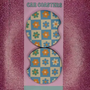 Checkered Flower Coasters