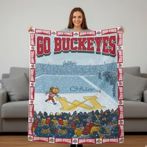 Ohio Blanket Football fan Blankets, Funny Brutus vs Michigan Game Day Crewneck, Fan Gift Red Unisex Football Blankets birthday gift