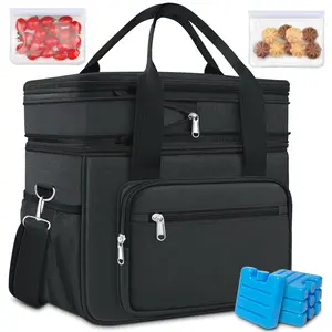 Back to School 23L Extra Large Expandable Insulated Cooler Lunch Box for Men Double Deck Leakproof Heavy Duty Lunch Bag