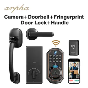 Arpha D289 Keyless Door Lock Deadbolt with Handle Set - WiFi Door Lock with Camera - 5 in 1 Camera+Doorbell+Fingerprint Keyless Entry Door Lock