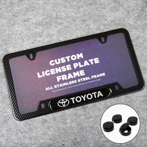 Front or Rear Carbon Fiber Texture License Plate Frame Protect Cover Universal Fit Car Decorate Accessories Gifts