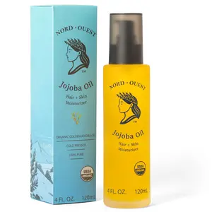 Nord-Ouest Organic Jojoba Oil 4 oz Cold-Pressed Natural Moisturizer for Face, Skin, Hair & Nails