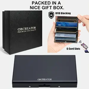 Anti-Scan ANTI RFID Blocking 6 Cards Aluminum Metal ID Bank Credit Card Holder Slim Wallet Case Business Card Protection Holder