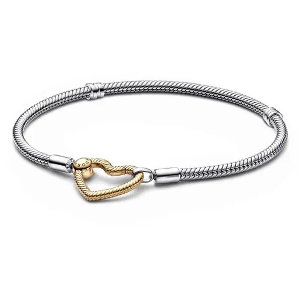 Pandora Moments Heart Closure Snake Chain Bracelet 569539C00-18