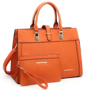 Women Medium Casual Satchel black plain Handbag Work fall Tote Shoulder brown bag Top Handle Purse with Matching Clutch 2pcs Set trendy shoulder outdoorfun